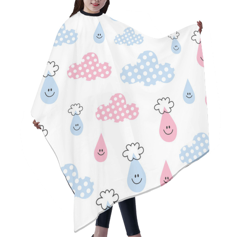 Personality  Rain Drops Clouds Sky Seamless Pattern Hair Cutting Cape