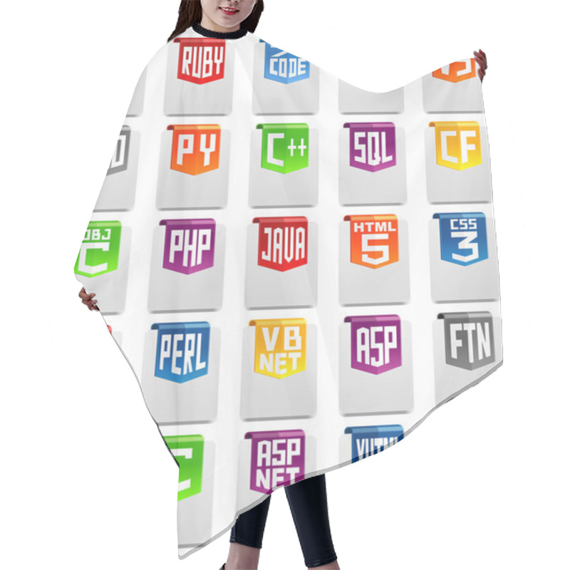 Personality  Programming Language Icons Hair Cutting Cape