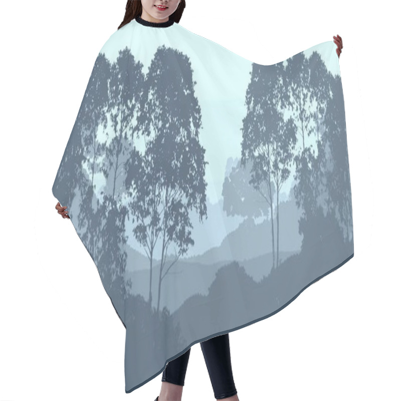 Personality  Natural Abstract Background With Misty Woodland And Mountains Hair Cutting Cape