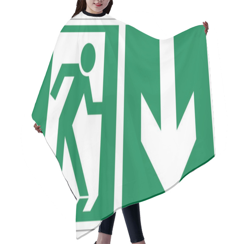 Personality  Rescue Signs Icon Exit Emergency Exit Arrow Hair Cutting Cape