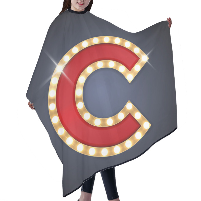 Personality  Letter C In Shape Of Retro Sing-board With Lamps Hair Cutting Cape