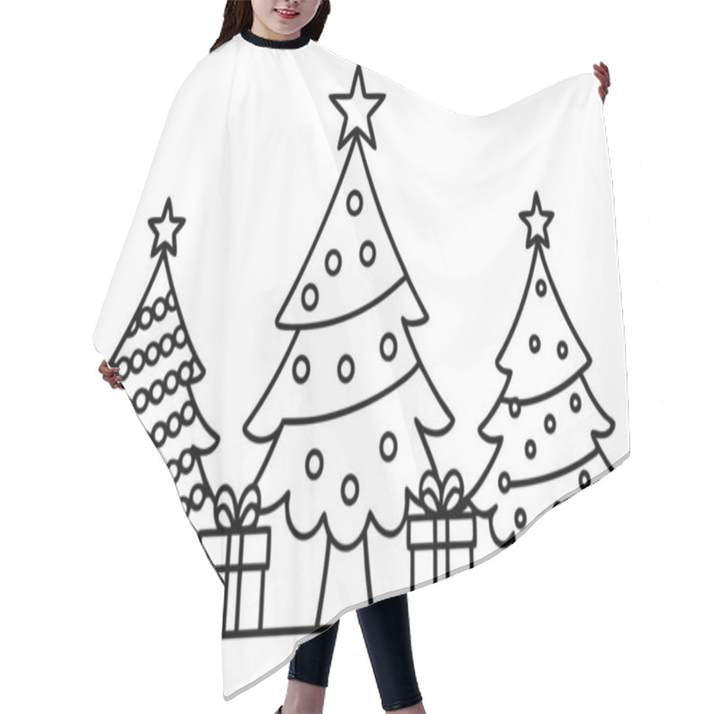 Personality  Festive Christmas Scene With Decorated Trees And Gifts Hair Cutting Cape