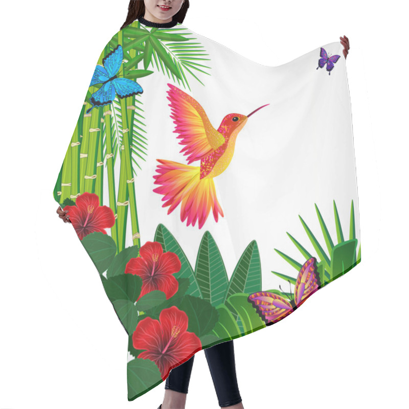 Personality  Tropical Floral Design Background With Bird, Butterflies. Hair Cutting Cape