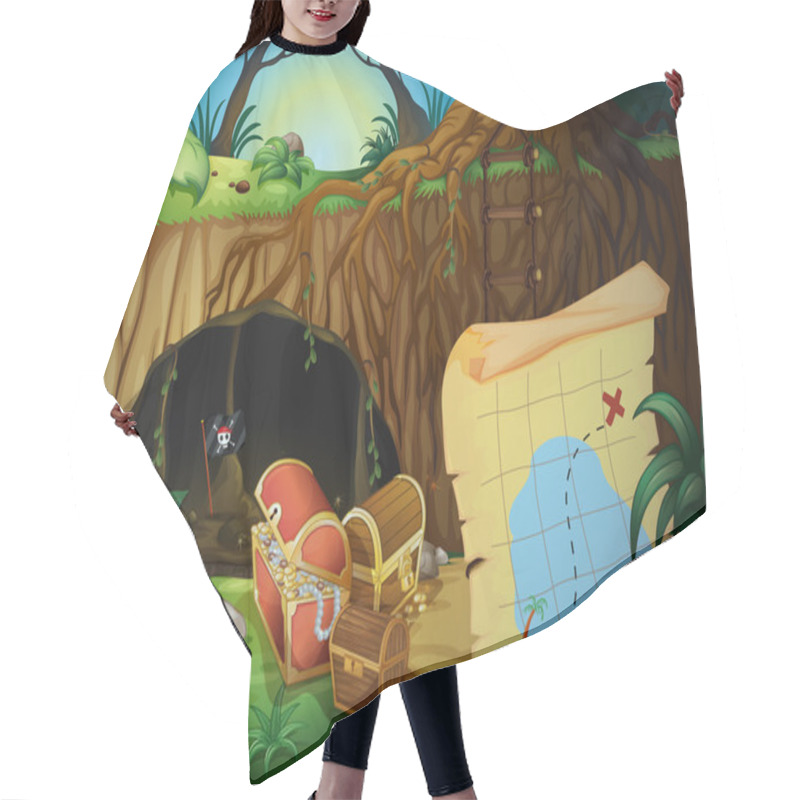 Personality  A Cave, A Treasure Chest And A Map Hair Cutting Cape