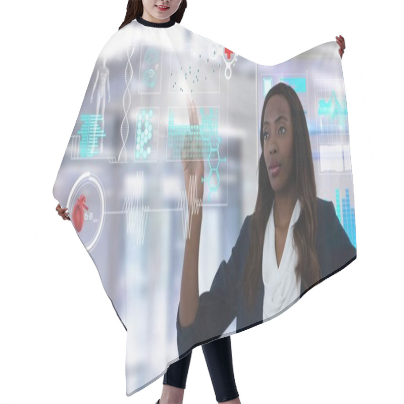 Personality  Businesswoman Touching Air Hair Cutting Cape