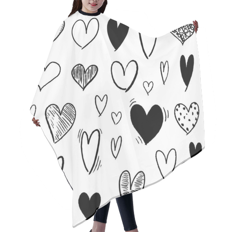 Personality  Heart Icon Set - Doodle Vector Heart Shapes Collection. Hair Cutting Cape