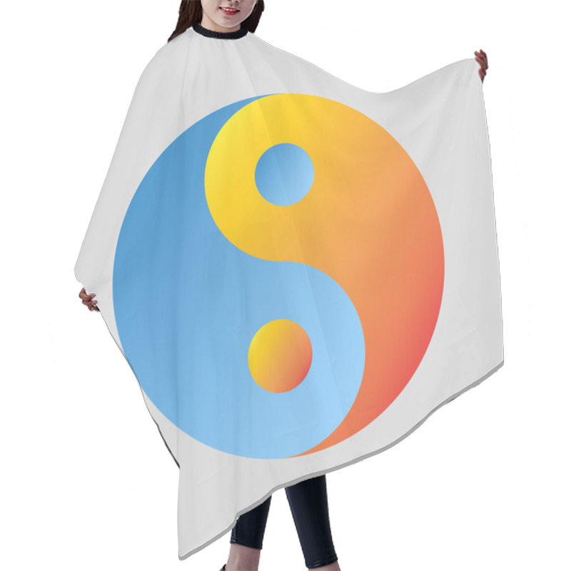 Personality  Yin Yang  Fire And Water On A Gray Background, Stylish Illustration Hair Cutting Cape