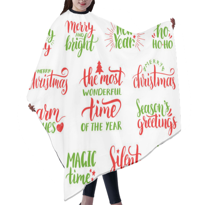 Personality  Christmas Calligraphic Letterings Set Hair Cutting Cape