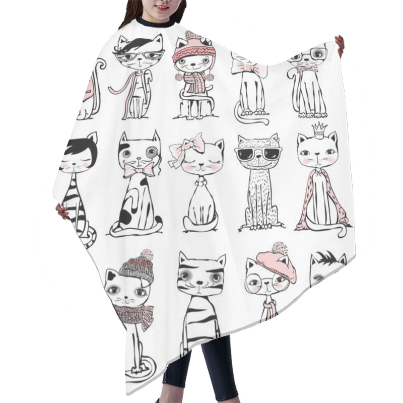 Personality  Set Of Stylish Hipster Cats Hair Cutting Cape