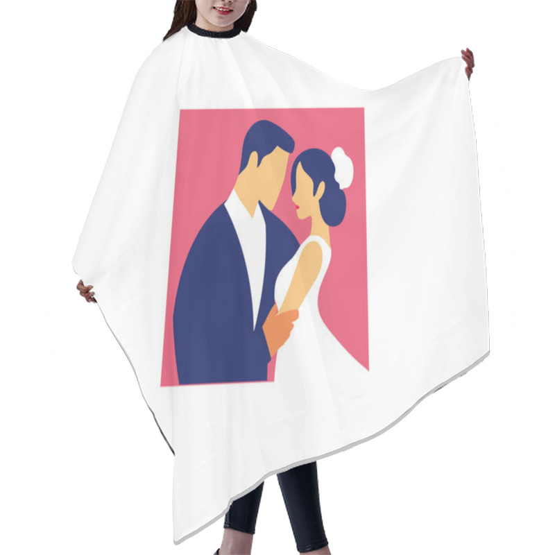 Personality  Romantic Wedding Couple Illustration - Minimalist Design Hair Cutting Cape