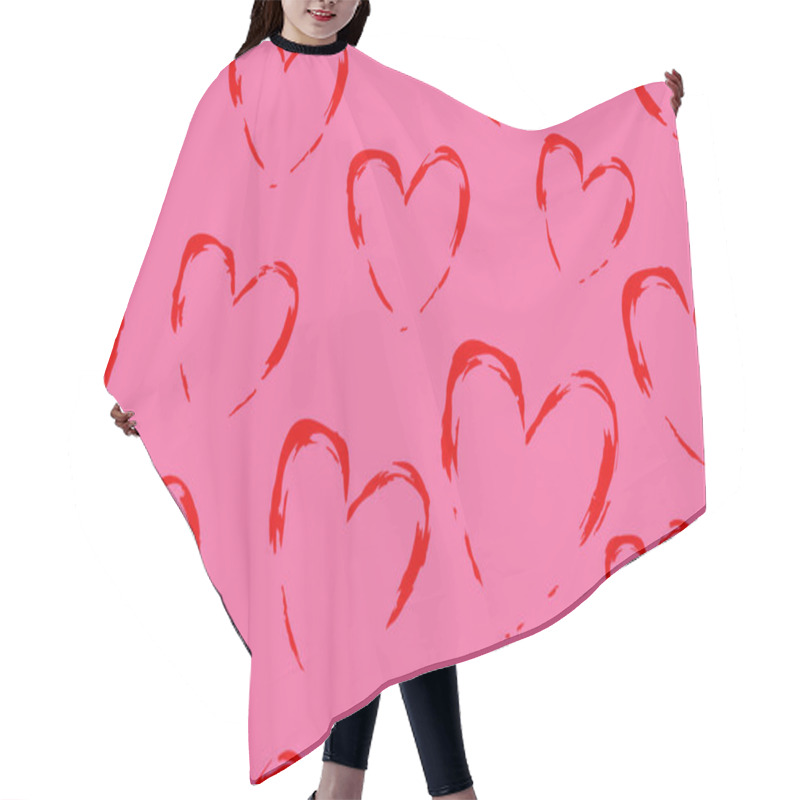 Personality  Bright Pink Heart Shapes Fill The Background, Evoking A Fun And Joyful Atmosphere. Hair Cutting Cape