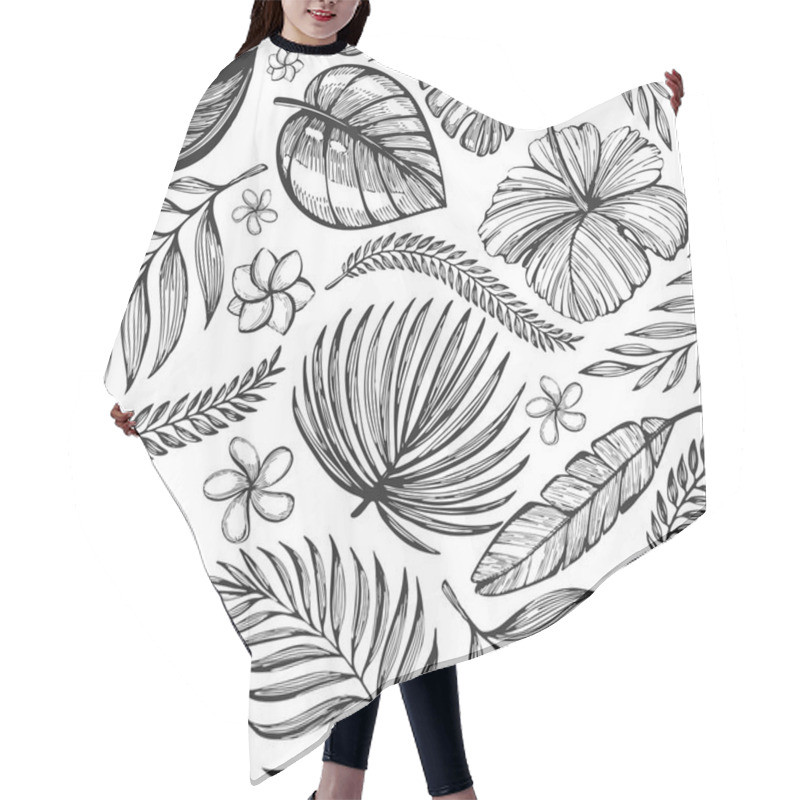 Personality  Seamless Pattern With Graphic Tropical Leaves Hair Cutting Cape