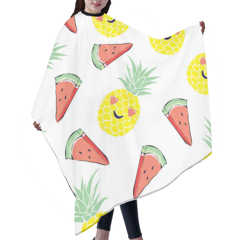 Personality  Pineapples And Watermelon Seamless Pattern Hair Cutting Cape