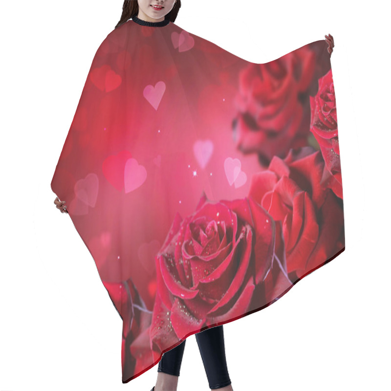 Personality  Roses And Hearts Background. Hair Cutting Cape