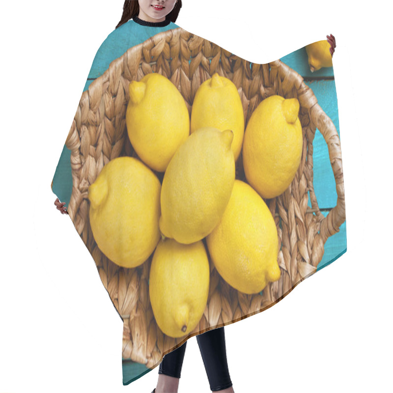 Personality  Lemons On The Bright Cyan Background Hair Cutting Cape