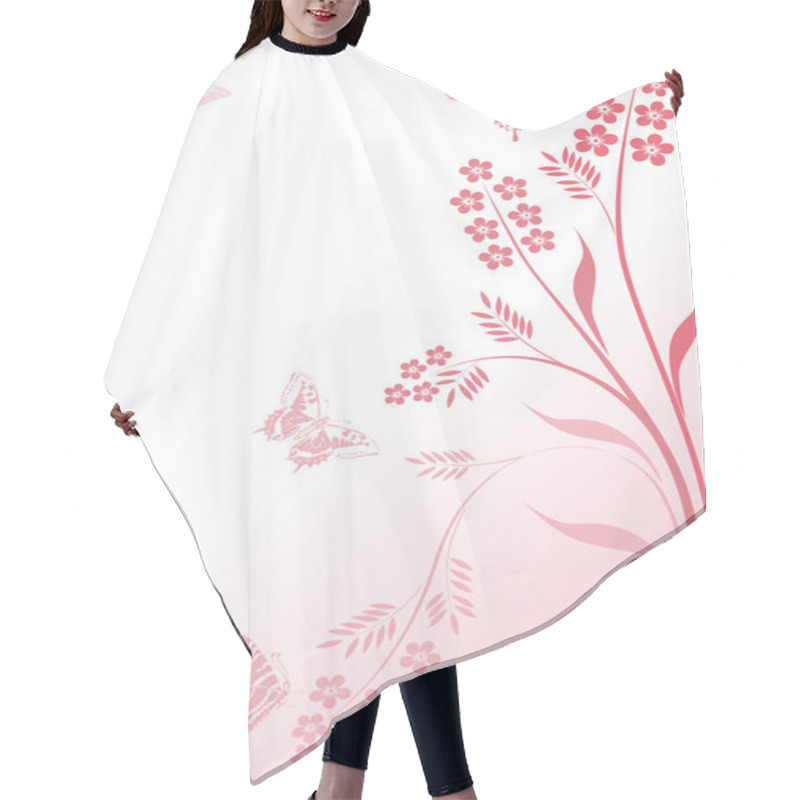 Personality  Simple Pink Flowers And Butterflies Hair Cutting Cape