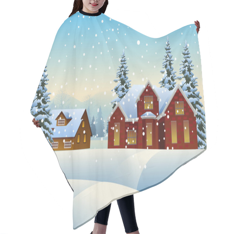 Personality  Beautiful Winter Landscape Hair Cutting Cape