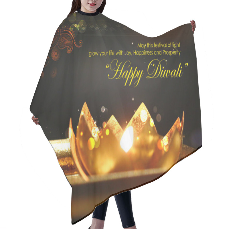 Personality  Golden Lotus Shaped Diya On Abstract Diwali Background Hair Cutting Cape