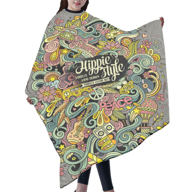 Personality  Cartoon Hand-drawn Doodles Hippie Illustration Hair Cutting Cape