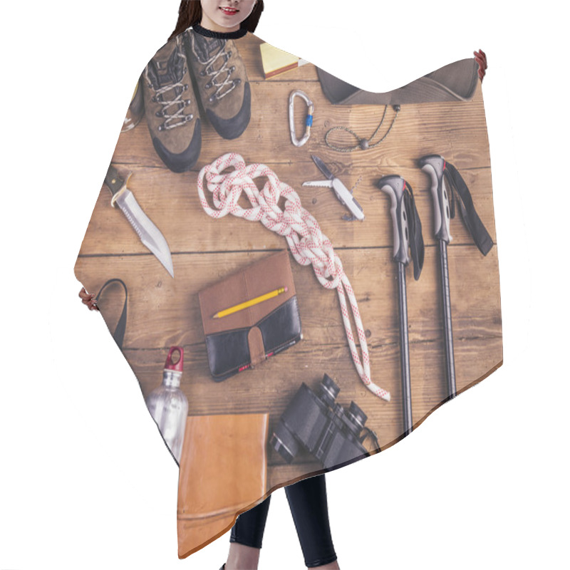 Personality  Equipment For Hiking On A Floor Hair Cutting Cape