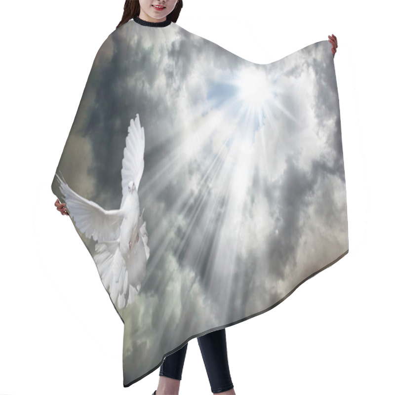 Personality  Flying White Dove In Front Of Stormy Sky Hair Cutting Cape