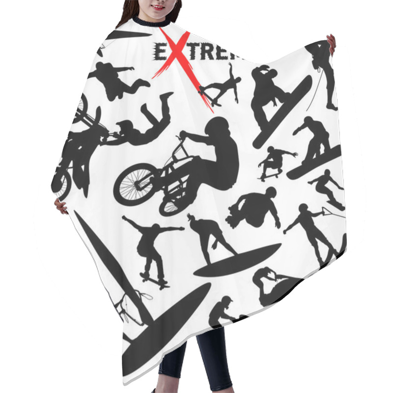 Personality  Vector EXtreme Sport Silhouettes Hair Cutting Cape