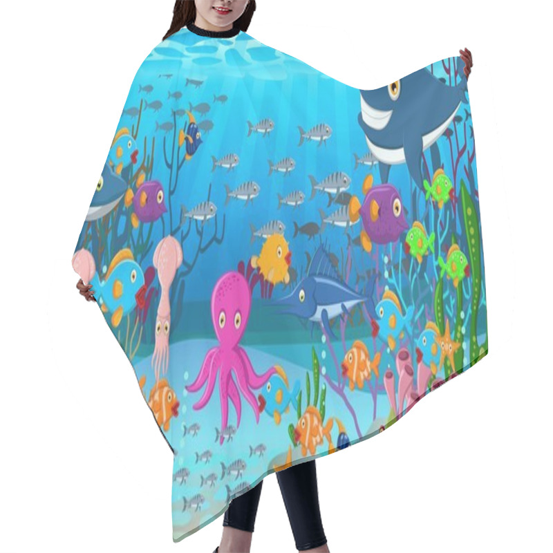 Personality  Sea Life Cartoon Background Hair Cutting Cape