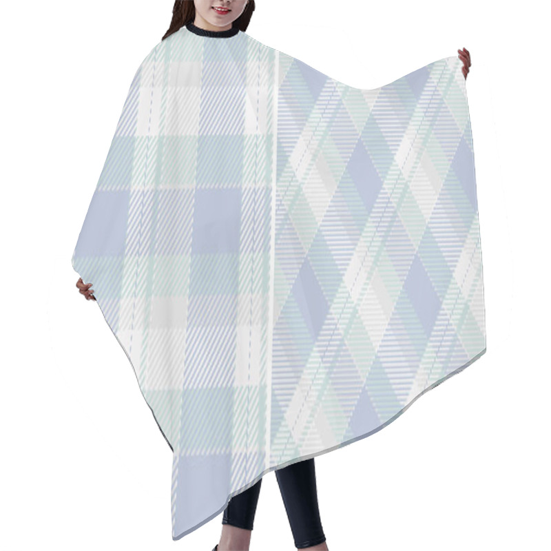 Personality  Elegant Pastel Plaid Patterns In Soft Blue And Mint Green.  Perfect For Textile Design, Fashion, Home Decor, Or Scrapbooking Projects. Hair Cutting Cape