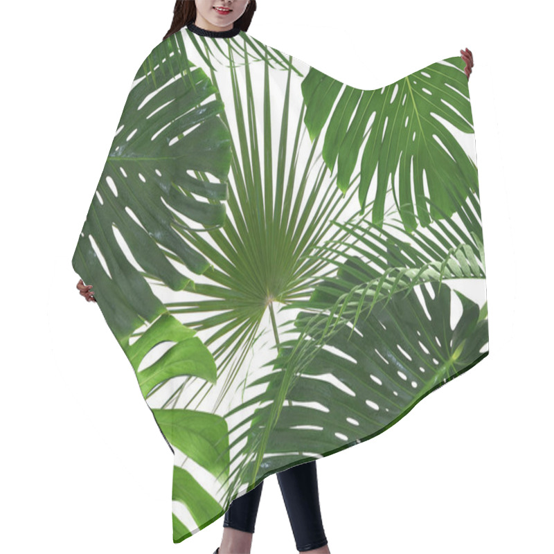 Personality  Tropical Leaves On White   Hair Cutting Cape