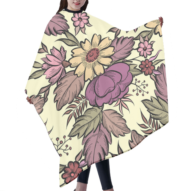 Personality  Floral Seamless Pattern. Hair Cutting Cape