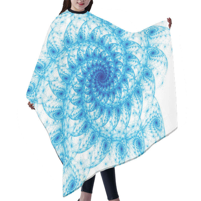 Personality  Abstract Blue Fractal Spiral - Computer Generated Illustration Hair Cutting Cape