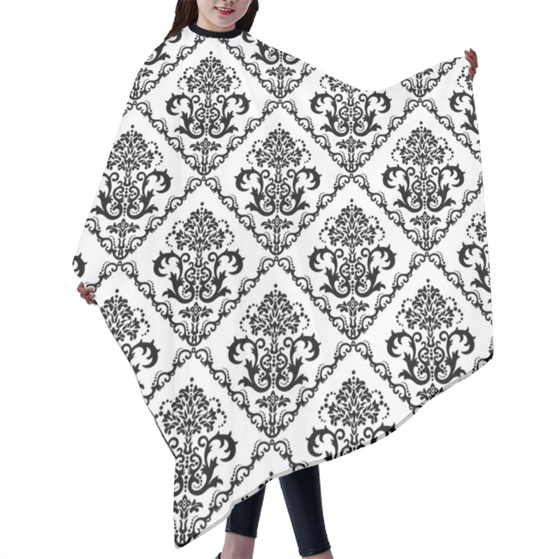 Personality  Seamless Black & White Floral Wallpaper Hair Cutting Cape