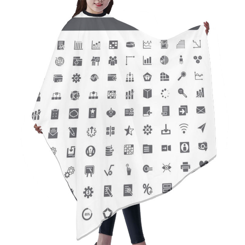 Personality  100 Ui Icons Set Such As Labels, Anonymous Message, Smiles, Loading Process, Pentagonal Chart, Loading Indicator, Reload Pie Chart, Percentage Chart, Pen Filled Writing Tool Hair Cutting Cape