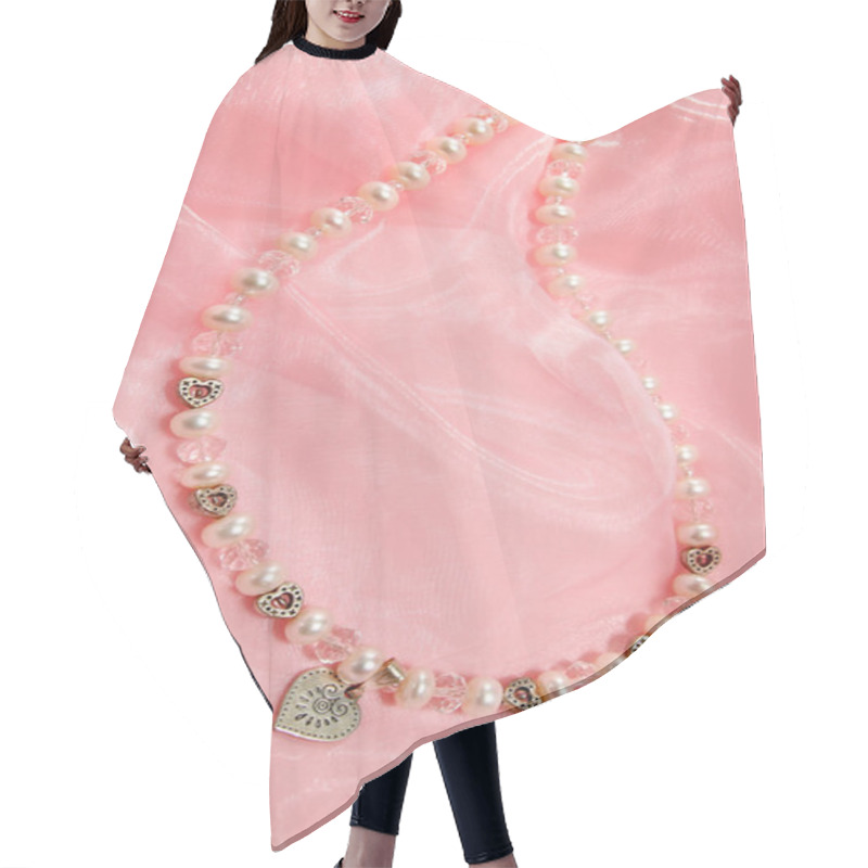 Personality  Necklace On Pink Chiffon Hair Cutting Cape