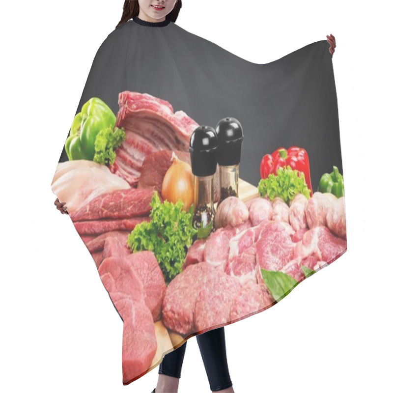 Personality  Fresh Raw Meat Background  Hair Cutting Cape