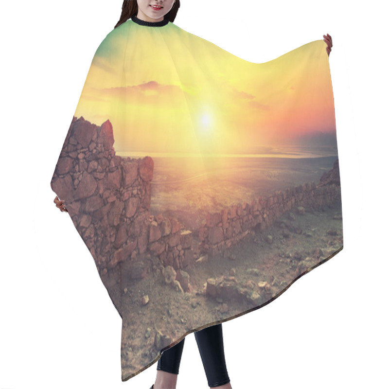 Personality  Beautiful Sunrise Over Masada Fortress Hair Cutting Cape