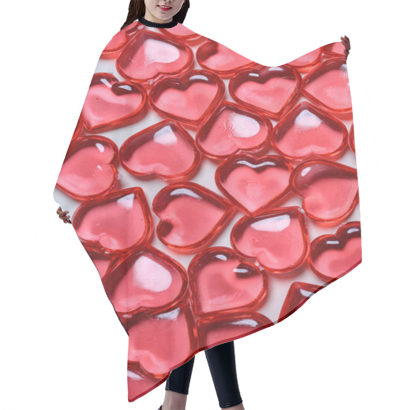 Personality  A Group Of Red Hearts On A White Background With Copy Space. Valentines Day Theme. Hair Cutting Cape