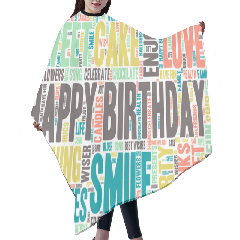 Personality  Word Cloud - Happy Birthday Celebration - Isolated Banner Hair Cutting Cape