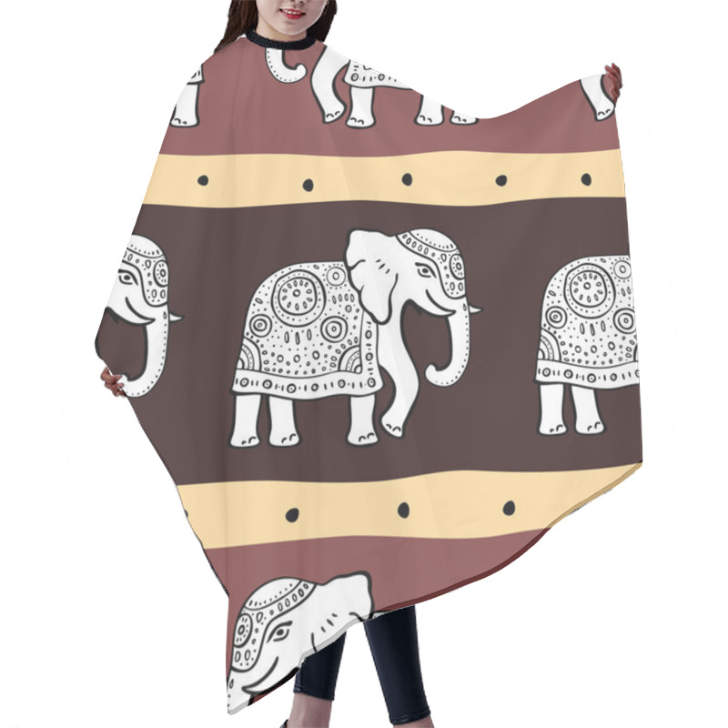 Personality  Elephants. Seamless Pattern. Hair Cutting Cape