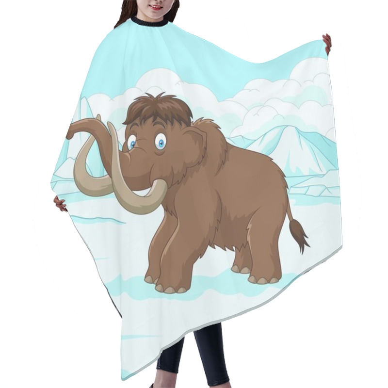 Personality  Cartoon Woolly Mammoth Walking Through A Snowy Field Hair Cutting Cape