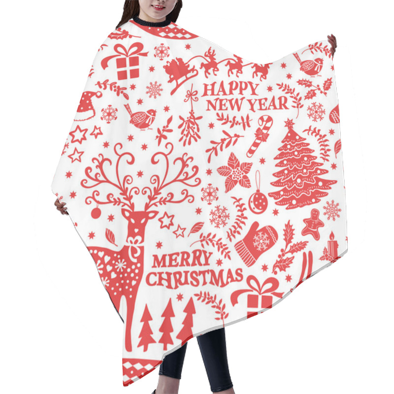 Personality  Christmas Card With Motifs. Hair Cutting Cape