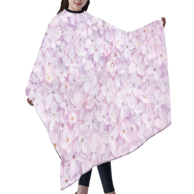 Personality  Realistic Lilac Flower Bed Backdrop. Floral Top View. Hair Cutting Cape