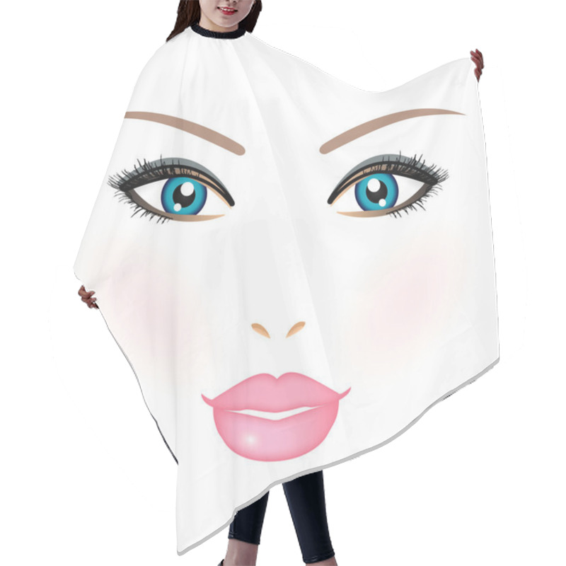 Personality  Vector Illustration Of Woman Face Hair Cutting Cape