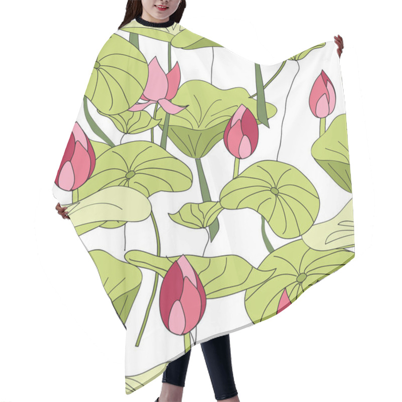 Personality  Lily Pads And Flowers Pattern Vector Seamless Repeat Hair Cutting Cape