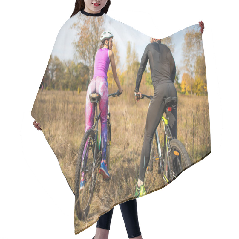 Personality  Cyclists In Autumn Park Hair Cutting Cape