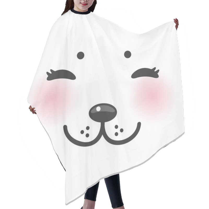 Personality  Kawaii Funny Albino Animal White Muzzle With Pink Cheeks And Closed Eyes. Vector Hair Cutting Cape