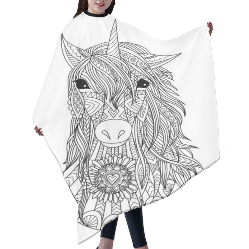 Personality  Zendoodle Stylized Unicorn Head Hair Cutting Cape