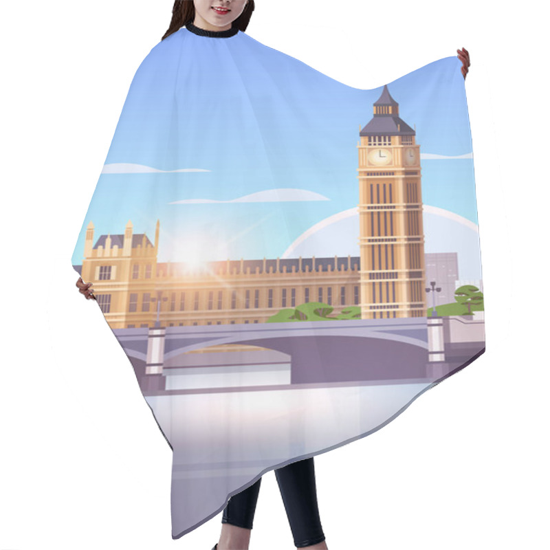 Personality  Beautiful United Kingdom Landmark Skyline Business Travel Tourism Concept Cityscape With Famous Buildings Vertical Vector Illustration Hair Cutting Cape