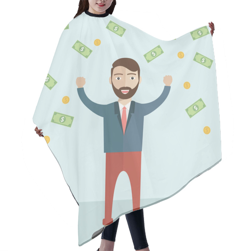 Personality  Business Man Under Money Rain Hair Cutting Cape