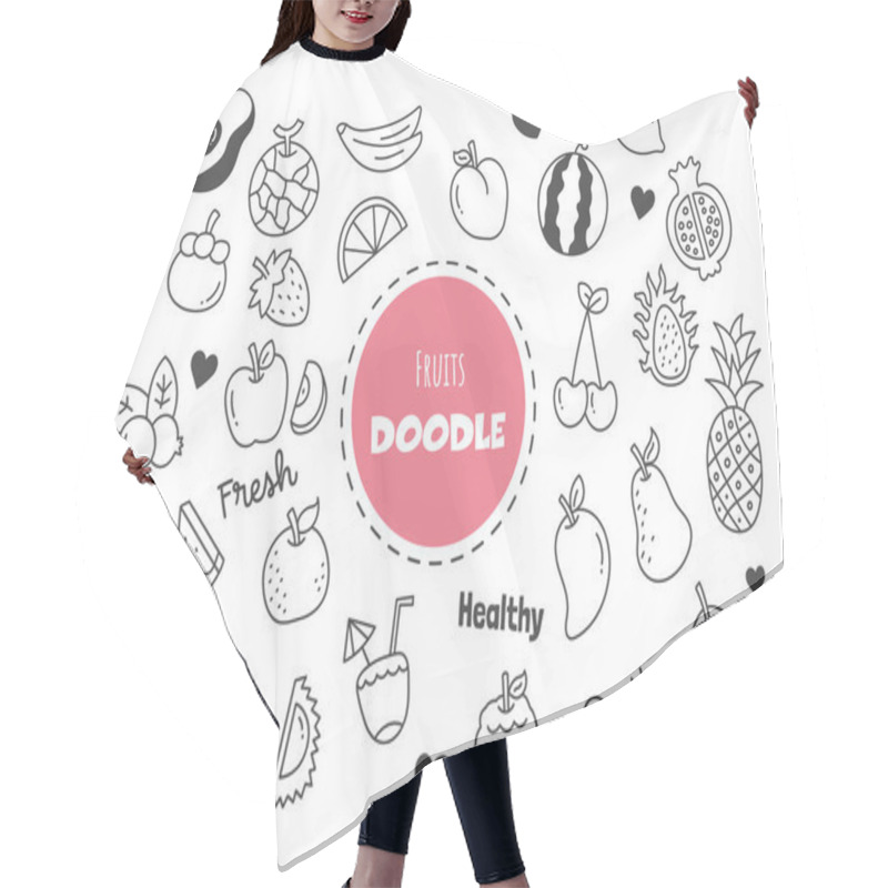 Personality  Fruits Kawaii Doodle Vector Hand Drawing Style Hair Cutting Cape